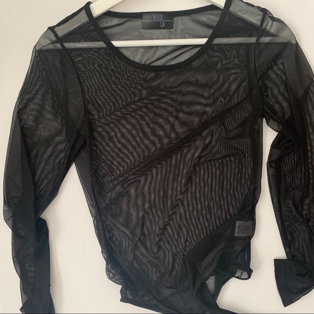 Black Sheer Bodysuit Top